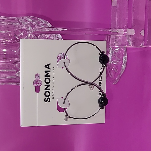 Sonoma Jewelry Hoop Earrings With Semiprecious Stone In Black Color By Sonoma Sold At Kohls